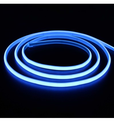 5 m.vanntett Lyseblå Neon COB LED strip - 230V, IP67, 288 LED, 11,5W/m, kan kuttes hver 10cm