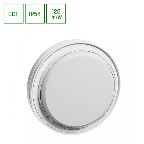 15W Pastilo LED taklampe - 1800lm, IP54, IK10, 3CCT, Ø22,1cm, hvit kant