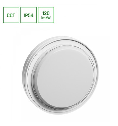 15W Pastilo LED taklampe - 1800lm, IP54, IK10, 3CCT, Ø22,1cm, hvit kant