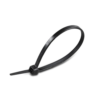 100x Buntebånd / Kabelstrips - 3,5 x 200 mm, Sort, 100 stk.