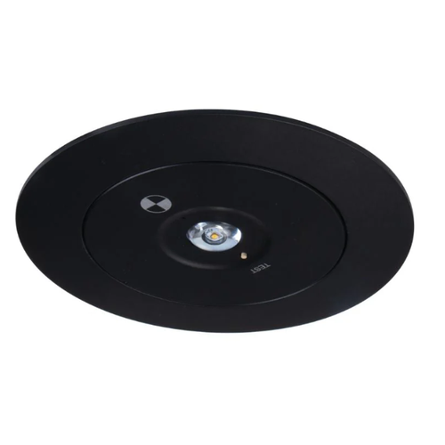 LED nødlys spot for tak, 3W - 3 timers batteri, Hull:Ø7,5-12,5cm, Philips LED, Svart