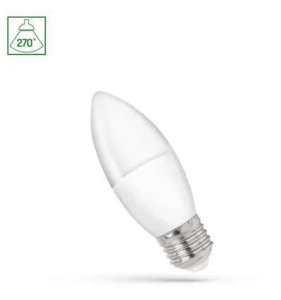 E27 1W LED kronepære - C37, 3000K, 90lm/W, varm hvit