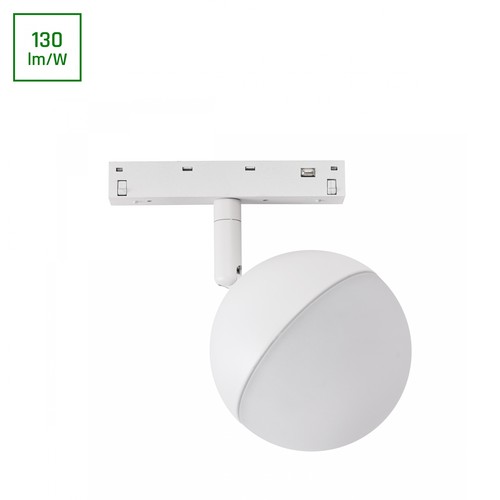 10W SYSTEM SHIFT BASIC GLOBE til 48V skinne - 130lm/W, 4000K, IP20, hvit, 120 grader