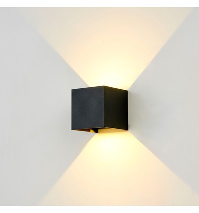 LEDlife CUBIC PRO 6W dimbar vegglampe - Sløyfbar, justerbar, firkantet, opp/ned, inne / ute, svart, IP65, inkl. lyskilde