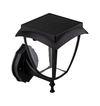 Solcelle vegglampe, klassisk design - 3000K+6000K, sort