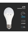 E27 9W LED pære med nødlys - A70, 720lm, 4000K, 4,5 timers batteritid