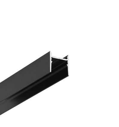 2m aluprofil COZY12 C/U1 - Sort anodisert, påbygging, LED skinne