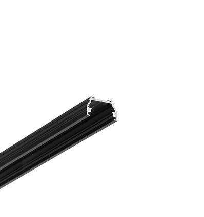 2m aluprofil UNI12 BCD/U - Sort anodisert, påbygging, LED skinne