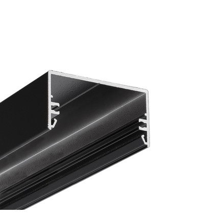 1m aluprofil LOWI C10 - Svart lakkert, påbygging, LED skinne