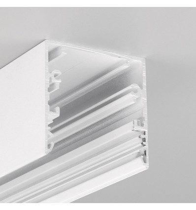 1m aluprofil PHIL53 C10 - Hvitt lakkert, påbygg, LED skinne