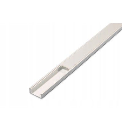 PVC profil 16x7 til LED strip - 1 meter, hvit, inkl. melkehvitt deksel