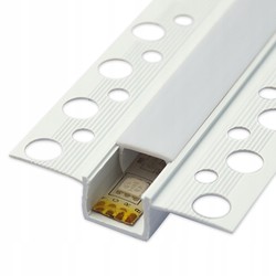 Alu / PVC profiler PVC profil 50x12 for innsparkling - 1 meter, hvit, inkl. melkehvitt deksel