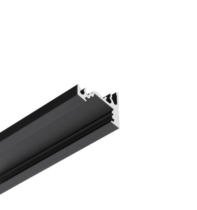 1m aluprofil CORNER10 BC/UX - Sort anodisert, hjørne, LED skinne