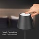 V-Tac oppladbar bordlampe, trådløs - Sort, IP54 utendørs bordlampe, touch dimbar