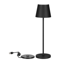 Bordlampe V-Tac oppladbar bordlampe, trådløs - Sort, IP54 utendørs bordlampe, touch dimbar