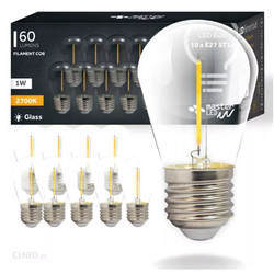E27 vanlig LED 10 stk 2W LED pære - ST14, COB filament, klart glas, E27