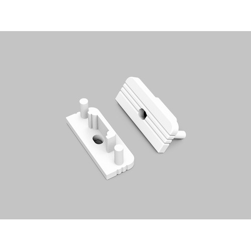 1 stk. Endestykke SURFACE10 GEN2 - Med hull, hvit