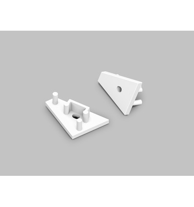 1 stk. Endestykke CORNER10 GEN2 - Med hull, hvit