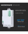 Mikrobølge bevegelsessensor til LED - Max 300W, 180°/360°, IP20 innendørs
