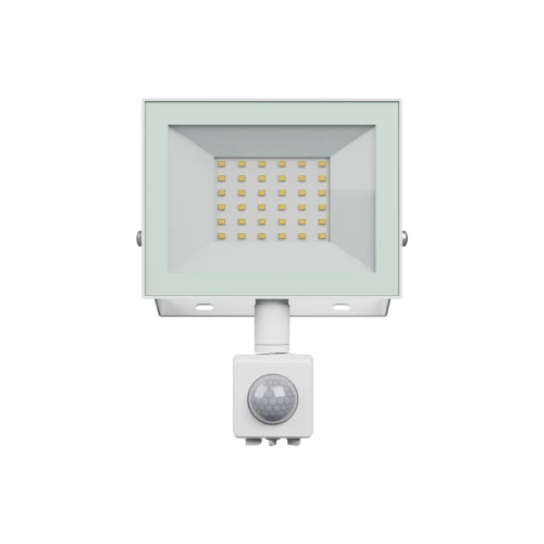 30W lyskaster med sensor - Hvit, IP44, PIR sensor, 230V, Spectrum