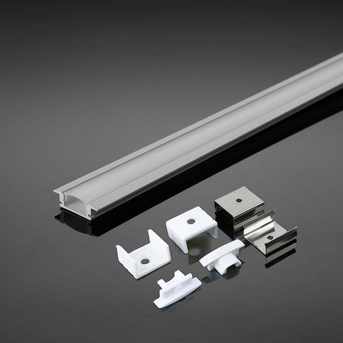 2m innbyggingsprofil i aluminium, hvit - Inkl. melkehvitt deksel, til 12mm LED strip, 2000x24.7x7mm