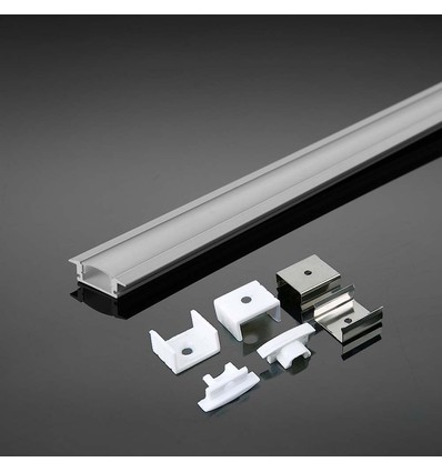Monteringssett LED-stripe - Diffuser, PCB 12mm, Innfelt, 2000x24,7x7mm, Hvit