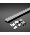 2m innbyggingsprofil i aluminium, hvit - Inkl. melkehvitt deksel, til 12mm LED strip, 2000x24.7x7mm