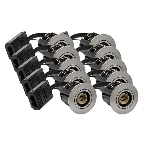 10 stk. GU10 Downlight Inno88 - Børstet alu, IP44, godkjent i isolasjon