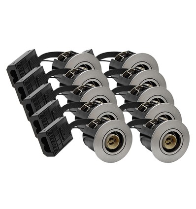 10 stk. GU10 innfellingsspot Inno88 - Børstet alu, IP44, godkjent i isolasjon