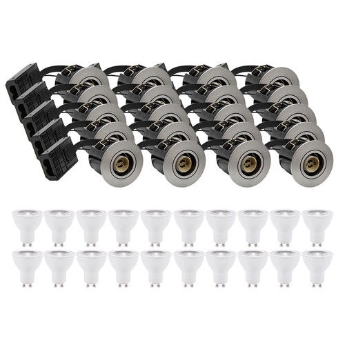 20 stk. downlight Inno88 - Inkl. 6W RA97 GU10, børstet aluminium, IP44, godkjent i isolasjon