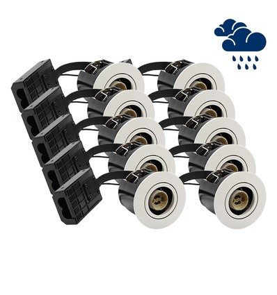10 stk. GU10 Downlight Inno88 Utendørs - Hvit, IP44, godkjent i isolasjon