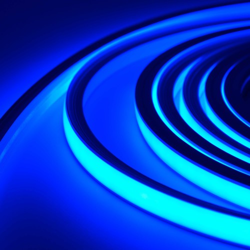 5m 8W/m AnyCut Neon Flex 10x10 Blå LED-strip - 12V DC, ingen klippeavstand