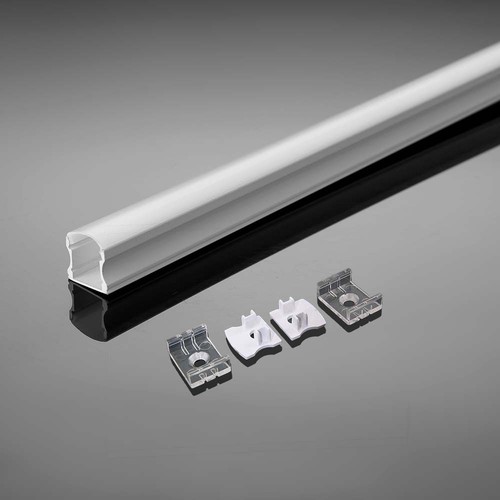 2m hvit aluminiumsprofil til LED strips - Inkl. diffuser, til utenpåliggende montering, IP20
