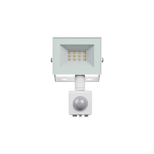 10W lyskaster med sensor - Hvit, IP65, PIR sensor, 230V, Spectrum