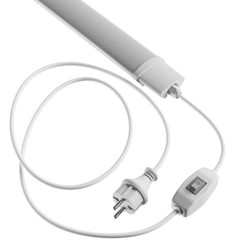 150cm 45W LED-armatur - IP65, m. støpsel og bryter, 2m kabel + støpsel, av/på
