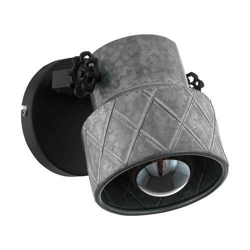 Outlet: EGLO Hilcott Væglampe Til E27 i Zink/Sort