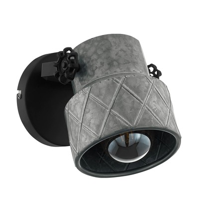 Outlet: EGLO Hilcott Væglampe Til E27 i Zink/Sort