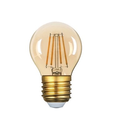 4W dimbar LED Pære - Karbon filamenter LED, rav farget glas, G45, E27