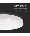 24W LED sensorlampe - Ø29,5cm, IP44, hvit kant, 3000K, innebygd mikrobølgesensor