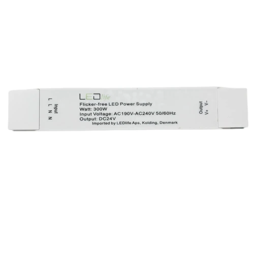 300W / 24V DC strømforsyning - 12.5A, IP20 innendørs, Flicker free