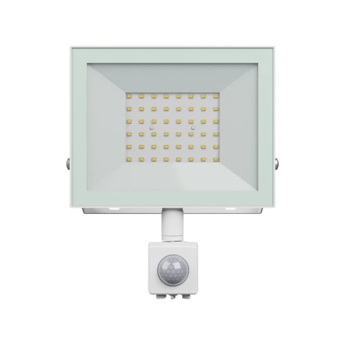 50W lyskaster med sensor - Hvit, IP44, PIR sensor, 230V, Spectrum