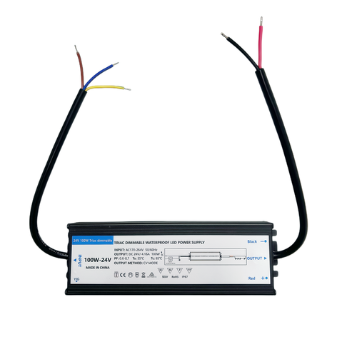 100W vanntett dimbar strømforsyning - 24V DC, 4.17A, Triac, IP67
