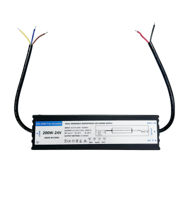 200W / 24V DC dimbar strømforsyning - 8.33A, IP67, Triac