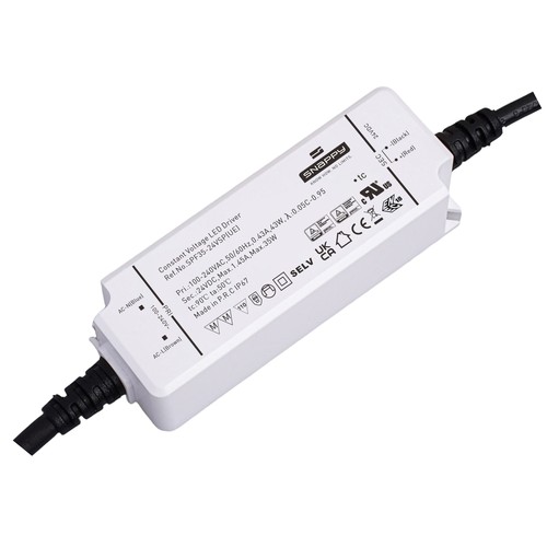 Vanntett 35W strømforsyning - Snappy, 24V DC, 1,45A, IP67 vanntett