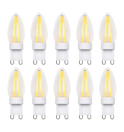 10 stk. G9 dimbar 2W pære - 2700K, Filament LED, 230V