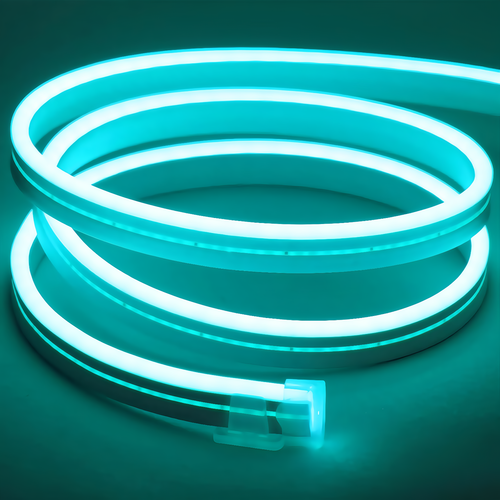 Lyseblå 8x16 CLIP-ON Neon Flex LED - 8W per meter, IP67, 24V