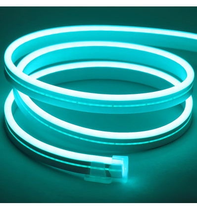 Lyseblå 8x16 CLIP-ON Neon Flex LED - 8W per meter, IP67, 24V