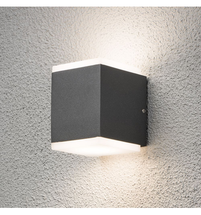 Outlet: Monza Kub LED 6W Utendørs Vegglampe Up/Down i Antrasitt - Konstsmide