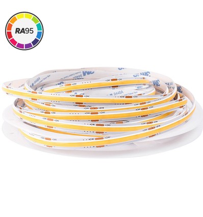5m 6,5W/m Dot-free COB-LED-stripe RA95 - 24V DC, 3000K, IP20, 320 LED/m, 5 års garanti