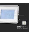 200W projektør - Samsung chip, 1m kabel, 4000K, svart hus, grått glass.